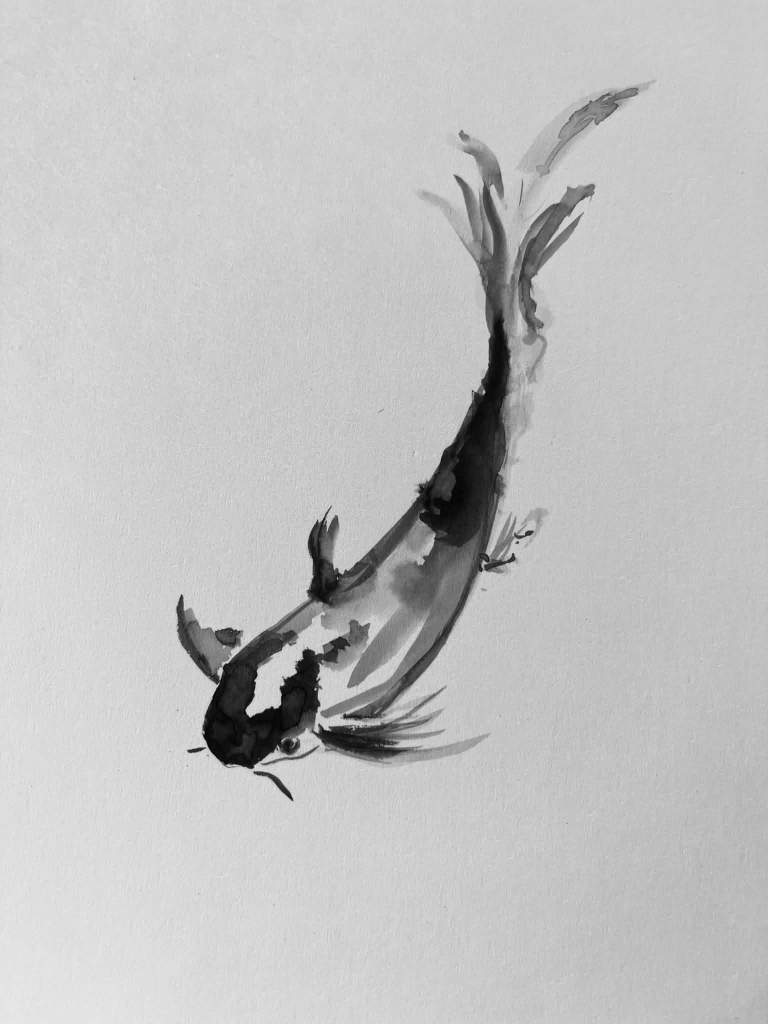 koi fish ink painting
