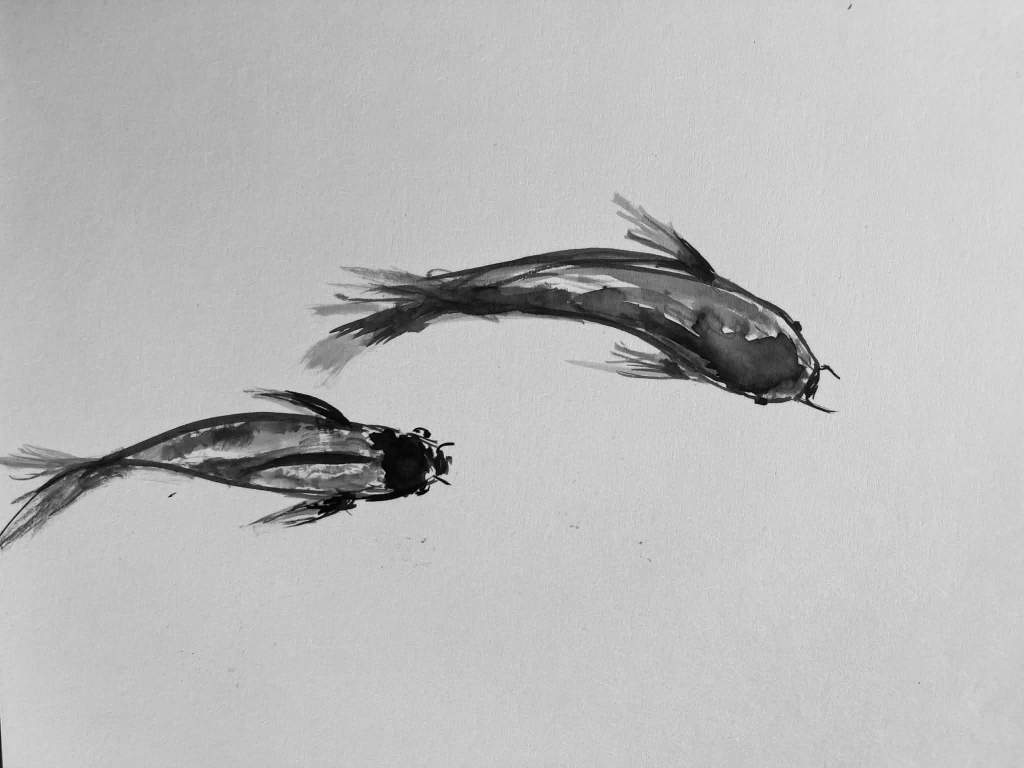 koi fish ink painting